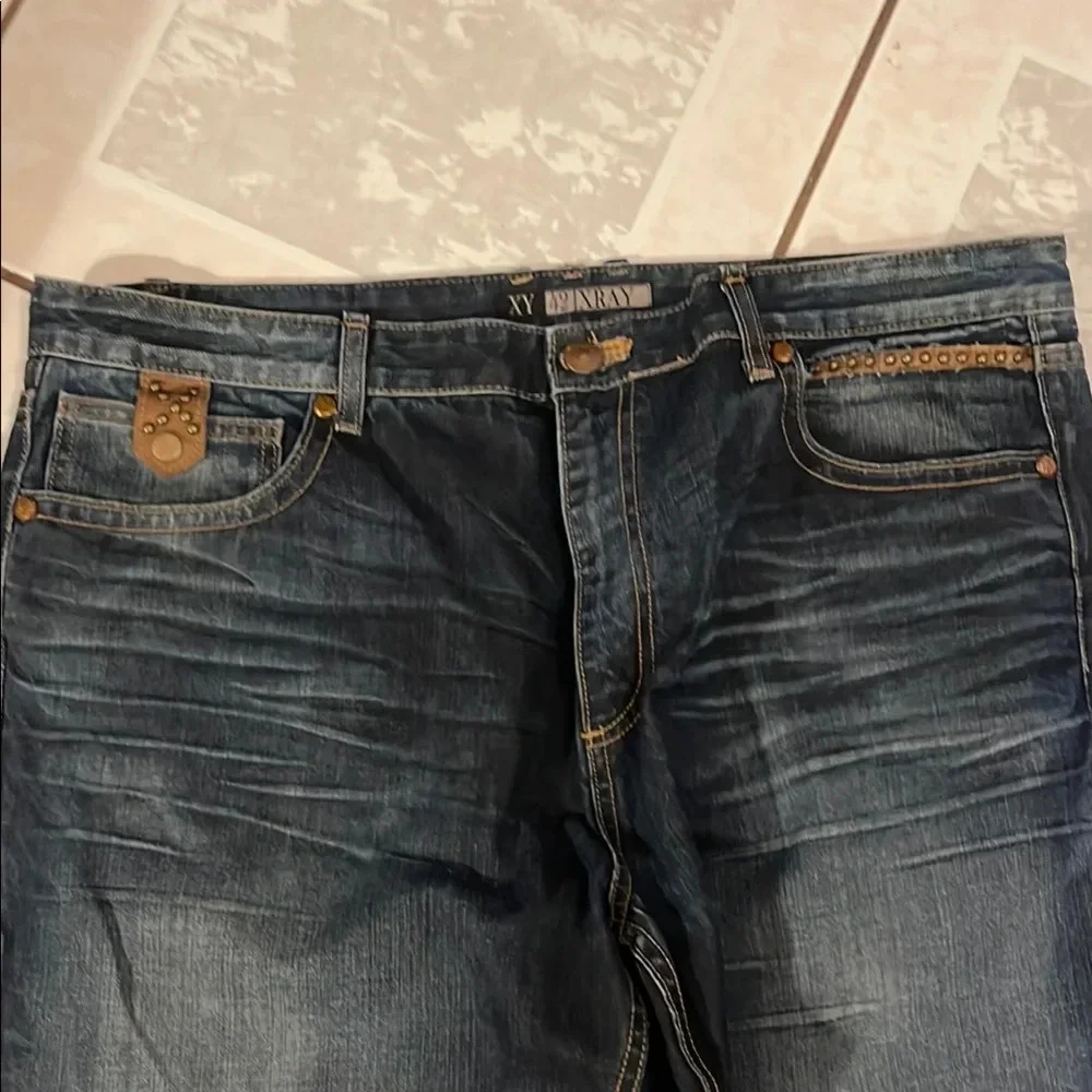 XY XRAY Blue Straight-Leg Jeans with Vintage Fading